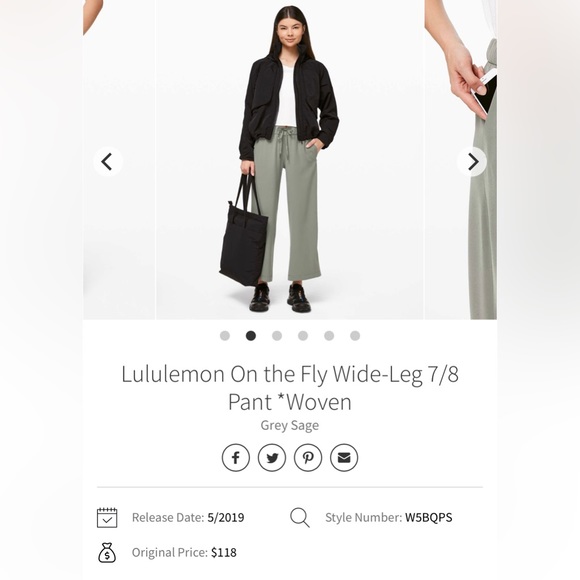 Lululemon on the fly wide leg pants 7/8 length - Picture 1 of 10